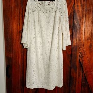 Womens white lace dress with bell sleeves